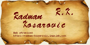 Radman Košarović vizit kartica